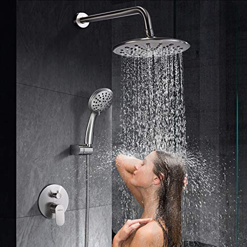 Gabrylly Shower System, Wall Mounted Shower Faucet Set for Bathroom with High Pressure 8" Rain