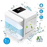 Personal Air Conditioner Air Cooler Fan, 3 in 1 USB Portable Mini Space Cooler, Evaporative Humidifier, Purifier, Cooling Fan for Home Offices Kitchen 2A Charger Included(White)