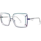 VOOGLAM Oversize Square Blue Light Blocking Glasses for Women Men Anti Eyestrain Dry Eyes Eyewear Electelm