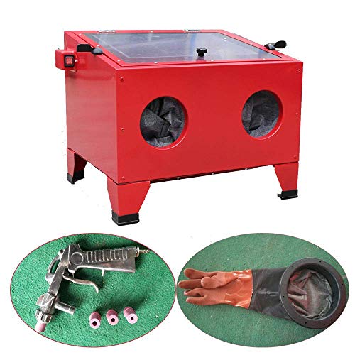 25 Gallon Bench Top Air Sandblasting Cabinet Sandblaster Blast 40-80PSI/5CFM Large Cabinet Red
