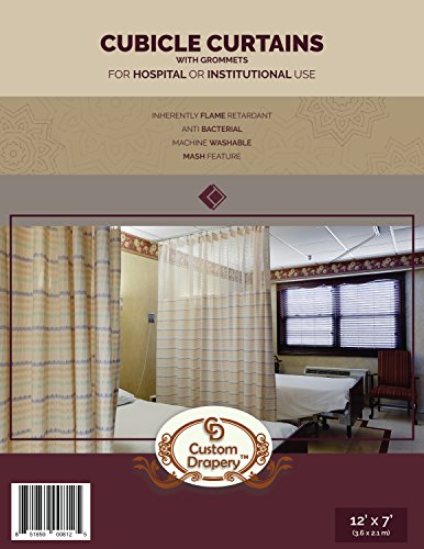 Cubicle curtain Inherntly Flame Retartdant Privacy Curtain Machine washable Anti Bacterial with Mash top and Grommets, (12 X 7)