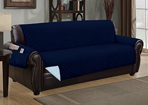 The Original DELUXE HOTEL Reversible and Waterproof Furniture Protector (Sofa, Navy Blue / Light Blue)
