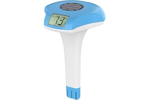 RINMEE Solar Powered Digital Pool Thermometer, Floating Easy-to-Read with Large Display and Bold Numbers, IP68 Waterproof for Swimming Pool/Spa/Hot Tub/Ice Bath/Fish Pond