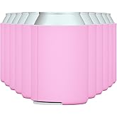 TahoeBay Blank Beer Can Cooler Sleeves Bulk Sublimation Blanks for Vinyl Plain Collapsible Foam Can Sleeves Coolers for Soda Cans and Bottles Custom Drink Holder Assorted Solid Color (Bubble Gum Pink)
