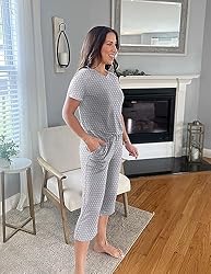 Ekouaer 2 Piece Pajama Set Short Sleeve Pajamas for