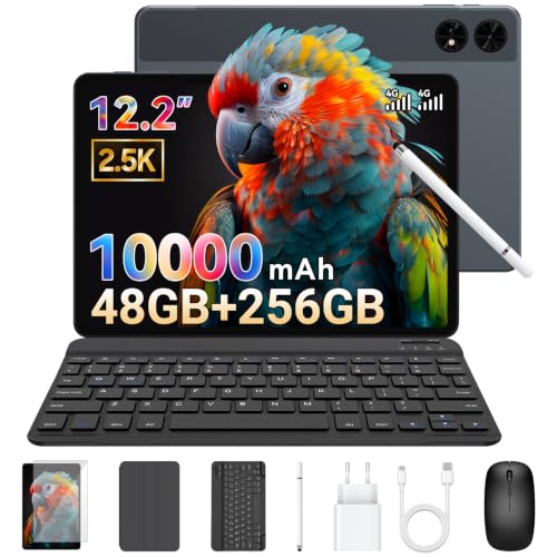 TABWEE 12 Zoll Tablet mit Tastatur und Stift, 48 GB + 256 GB, 10000 mAh