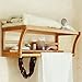 Bath Towel Rack Bar with Bamboo Shelf and Hooks for Bathroom Kitchen By BAMBUROBA