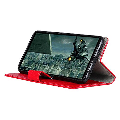 Scheam Motorola Moto E5 Play Wallet Leather Case with Protective Durable Phone Case Shell Folio flip Cell Phone Cover Bag with Card Slots,Cash Pocket,Red