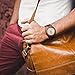 CUCOL Cowhide Leather Strap Watch Wooden Case Analog Quartz Wristwatch Father's Day Gifts for Dad
