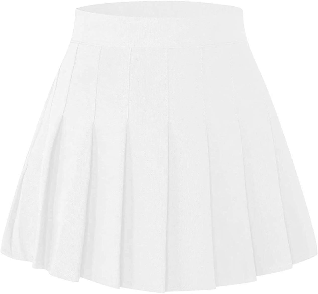 Women's Pleated Mini Skirt with Comfy Casual Stretchy Band Skater Skirt, US XS - US 4XL