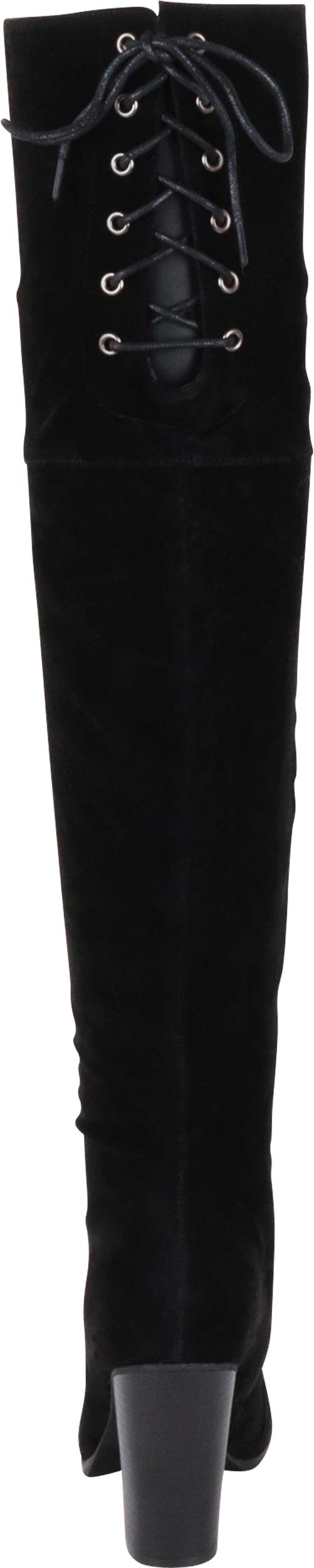 Chase & Chloe Max-2 Chunky Block Heel with Partial Side Zipper and Back Lace-Up Women's Tall Boot - Image 4