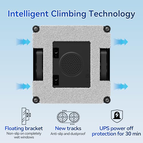 Jemyths Window Cleaning Robot with Voice Change, Automatic Window Robot with Intelligent Route Planning and Edge Detection System, 120 ml Tank, 4 Cleaning Modes for Various Window Types