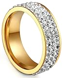Womens Stainless Steel Eternity Ring Cubic Zirconia Crystal Circle Round,7mm Width