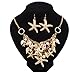 HUELE 2 IN 1 Summer Sea Shell Beach Necklaces Starfish Pearl Statement Chunky Necklace Pendant And Shell Earrings for Womens（Gold-plated）