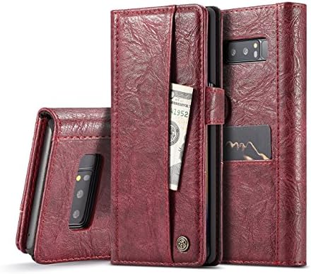 Galaxy Note 8 Wallet Leather Case,AKHVRS Premium Handmade Leather Protective Vintage Wallet Flip Folio Cover with Flip Credit Card Case Magnetic Closure for Samsung Galaxy Note 8 - Red