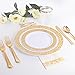 WDF 12oz Gold Plastic Cups-100pack Clear Plastic Cups with Gold Rim-Wedding/Party Disposable Cups-Heavyweight Dispasable Tumblers (Gold Trim)