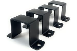 Baru Decor - 2x2" Square Tube Strap Clamp, Powder Coated Black, bracket clamp U-type - 4-Pack