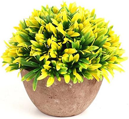 OKFCUS Artificial Fake Green Flower Pot Plant Lucky Grass Orchid Garden Desk Art Decors 2#