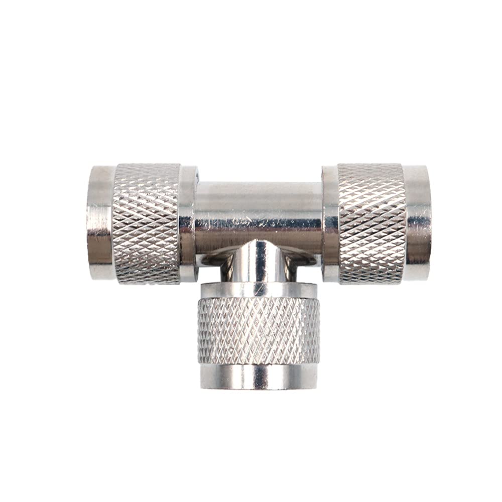 DollaTek N Type Male Connector L16 N Male To Double Male Tee Type 3Way Splitter T Type Brass Nickel Plated RF Copper Brass RF Connector