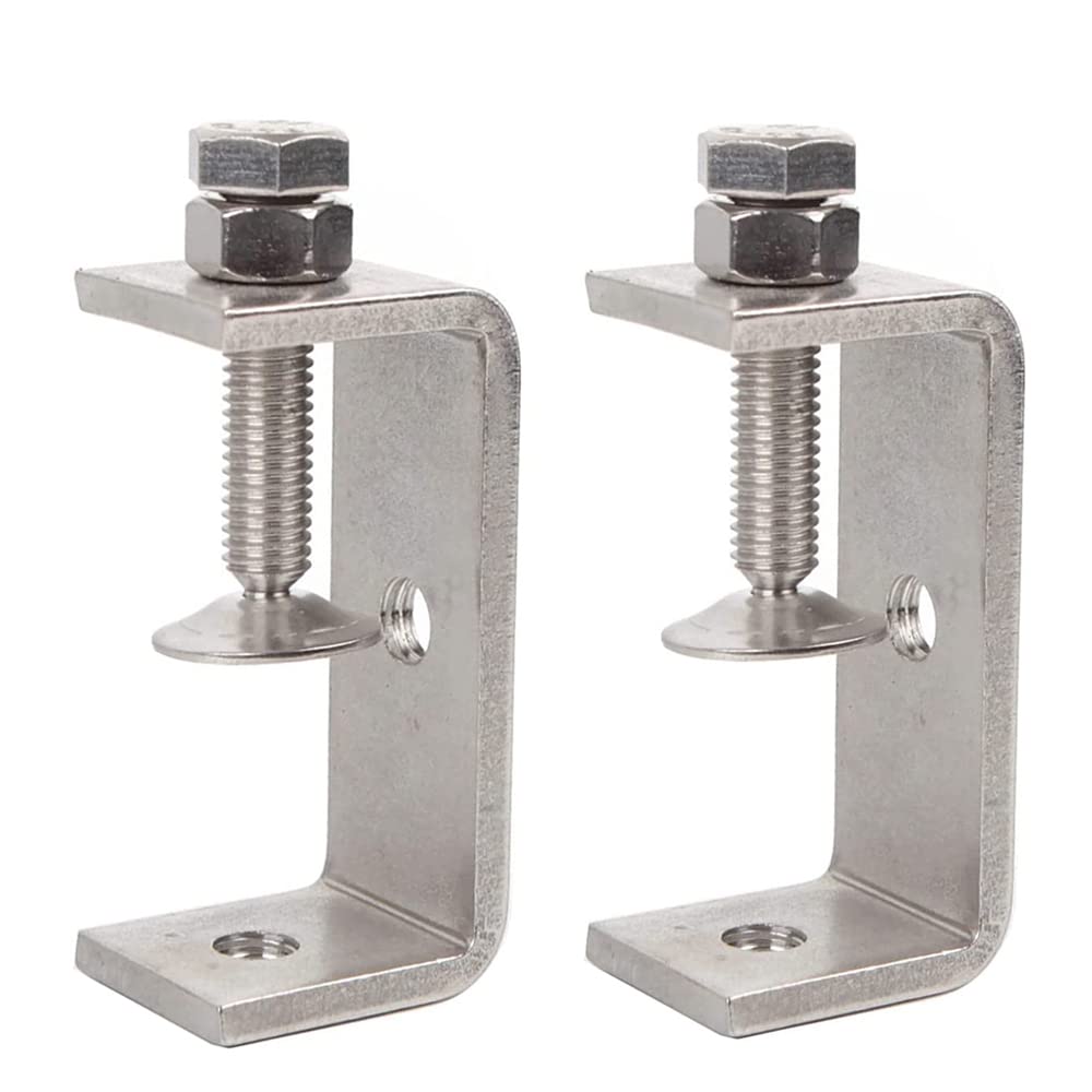 304 Stainless Steel C Clamps, Heavy Duty C Clamps for Metal Working, Woodworking Building Tiger Clamp Adjustable Wide Jaw Opening C Clamp, Silver (65mm/2pcs)