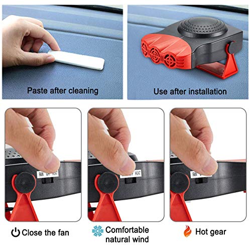 image for Bonaier Car Heater Defogger Fan, Portable Fast Heating Defrost Defogge