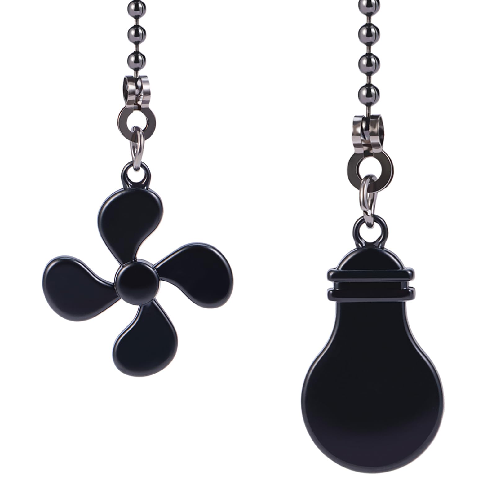 Photo 1 of 2 Pack Ceiling Fan Pull Chain Extension Set, 12 Inches Fan Light bulb Shaped Pull Chains Extenders for Ceiling Fans and Lamps, Decorative Fan Pulls Pendant for Bedroom Living room (1Light and 1 Fan)