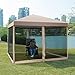Quictent Upgraded Ez Pop up Canopy with Netting Screen House Tent Mesh Side Wall Roller Bag-3 Colors 4 Sizes (Tan-Upgraded, 10x10)