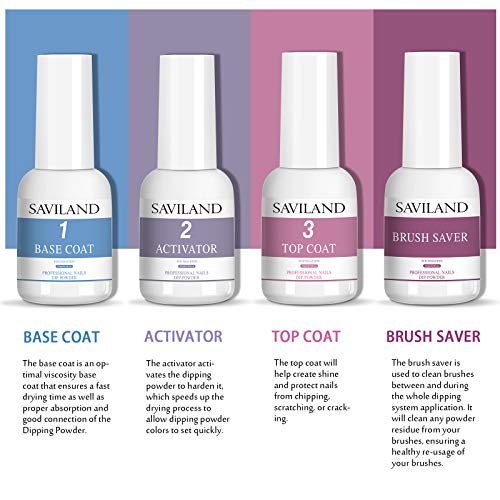 Saviland Dipping Powder Liquid Set 15ml Dip Powder Base Top Coat