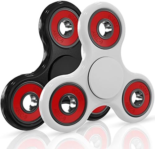 GoSpin Fidget Hand Spinners [Prime 2-Pack] - Best Gift Toy Kids, Adults, Fidgeters Anxiety, Stress Relief, ADHD, Boredom (Black and White)