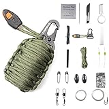 Emergency Survival Kit Grenade - 20 Accessories First Aid Kit Survival Wrapped in 550 lb Paracord Survival Grenade for Emergencies (Army Green)