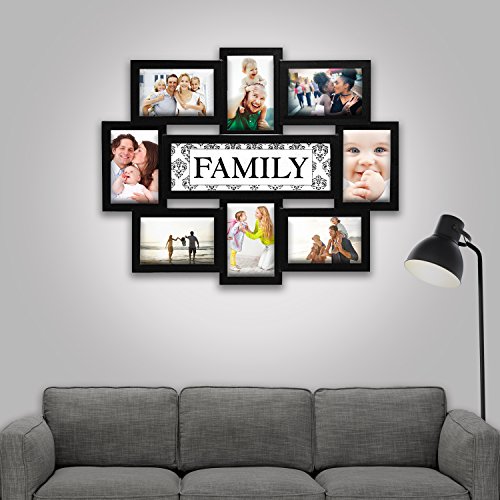Jerry & Maggie - Photo Frame 22x17 Wood Tone Family Picture Frame Selfie Gallery Collage Wall Hanging for 6x4 Photo - 8 Photo Sockets - Wall Mounting Design - Thumbnail 4
