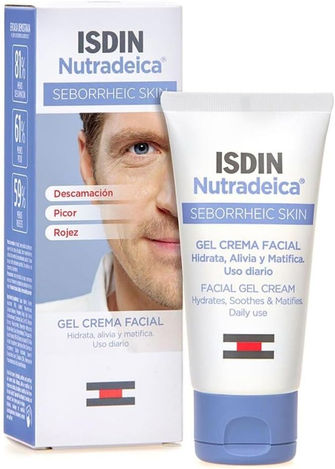 ISDIN Nutradeica Facial Gel Cream 50ml for Seborrheic Skin Hydrates Soothes