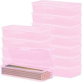 Clear Large Capacity Office Supplies Storage Organizer, Brush Painting Pencils Storage Box Watercolor Pen Container Drawing Tools (Pink)