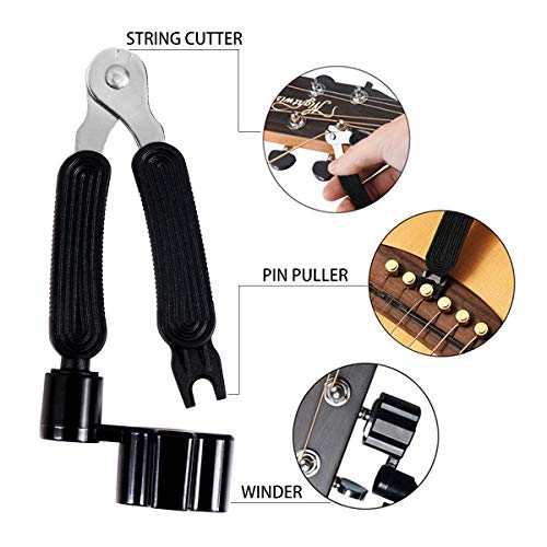 Guitar Accessories Kit 61 Pcs - Guitar Picks & Capo & Tuner & Acoustic Guitar Strings & 3 in 1 Guitar String Winder Cutter Pins Puller & String Bone Bridge Saddle & Bridge Pins and Nut & Finger Picks