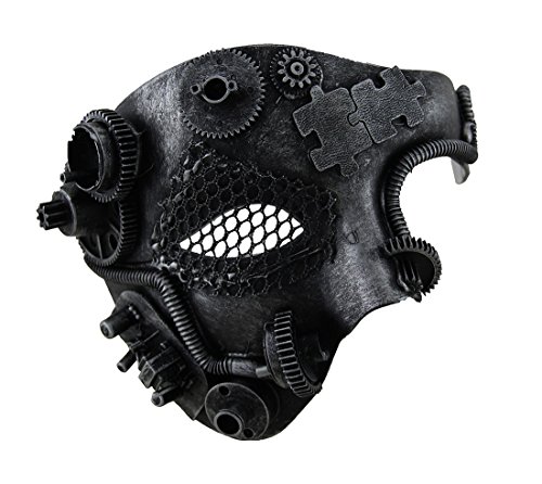 Zeckos Metallic Steampunk Phantom Half Face Masquerade Mask