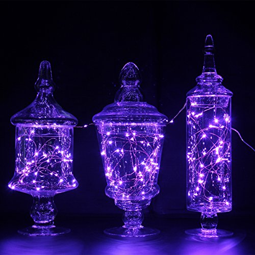 BINZET LED String Lights, 6.5ft 20 LEDs Waterproof Purple 3xAA Battery Powered Flexible Copper Wire Fairy Light for Bedroom, Garden, Patio, Party, Home, Seasonal Holiday Decoration - Thumbnail 6
