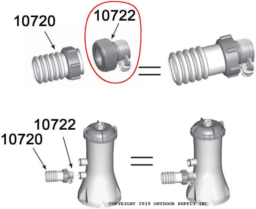 INTEX 1.25" to 1.5" Type B Hose Adapters for Pumps & Saltwater System | Set of 2: Garden & Outdoor