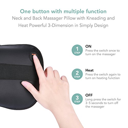 MaxKare Back Massager Neck Massager Massage Pillow with Heat, Shiatsu and Deep Tissue Kneading Massager for Cervical, Shoulder, Waist, Muscle Pain Relief, Relaxation in Car Home and Office MaxKare Back Massager Neck Massager Massage Pillow with Heat, Shiatsu and Deep Tissue Kneading Massager for Cervical, Shoulder, Waist, Muscle Pain Relief, Relaxation in Car Home and Office