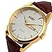 Brown Leather Strap Watches for Men - Easy to Reader Week and Date Waterproof Business Dress Classic Watch with Gold Case