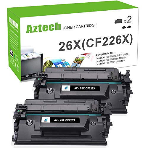 Aztech Compatible Toner Cartridge Replacement for HP 26X CF226X 26A CF226A M426fdw M426fdn M402n M402dw (Black, 2-Pack)
