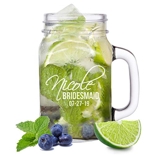 4 Bridesmaid+Mason+Jar+Tumbler+Cups