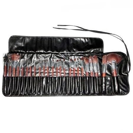 PREMIUM Professionelles Echthaar Make-up Pinsel Set (24 Teile) + Leder Etui - Make Up Pinselset