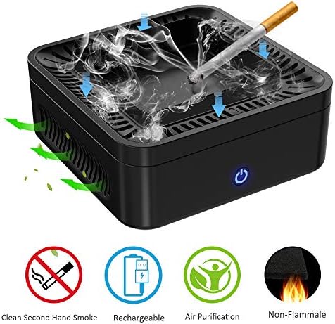 NOTENS Multifunctional Ashtray Air Purifier, High Air Volume Dust-Free Smokeless Activated Carbon Filter to Clean Secondhand Smoke Rechargeabe USB Charging Protect Family Health for Home Office Car
