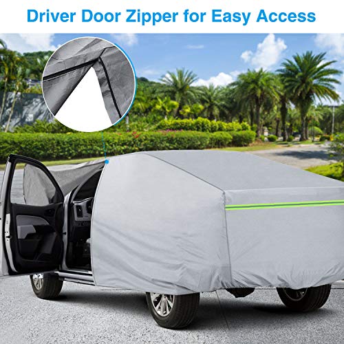 KAKIT Waterproof Truck Cover, 5 Layers All Weather UV Protection Car Cover with Driver Door Zipper for Truck Pickup, Fits up to 242"