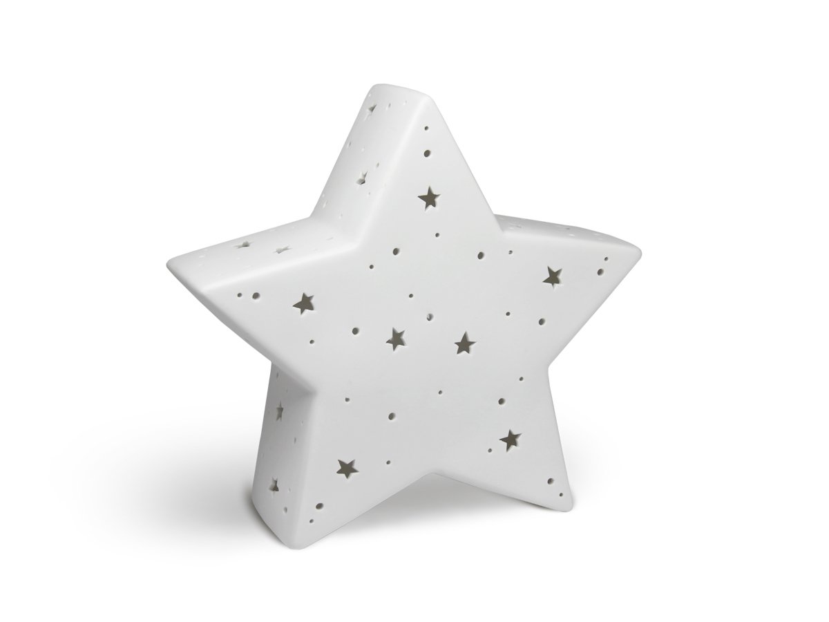 Handmade Porcelain Night Light for Kids - Star LED Table Lamp, Soft Glow Nursery Nightlight for Children's Bedroom, Baby Room Decor
