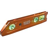 Klein Tools 935RBLT Torpedo Level, 9-Inch Lighted Level with Magnet | 0/45/90 Degree Vials and V-Groove, Water and Impact Resistant, High-Visibility