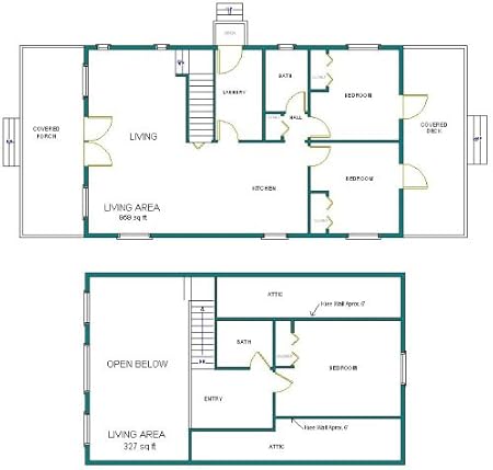 Amazon Com 24x40 Cabin W Loft Plans Package Blueprints