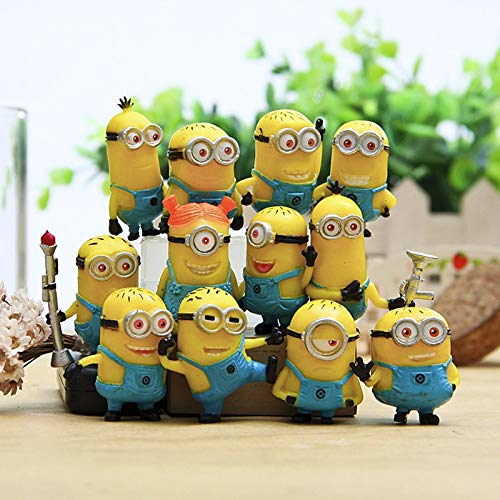 Best Quality - Action & Toy Figures - 12pcs/lot Minion Figures Toys 3D Eye Mini Despicable Me Minion PVC Action Figure Toys Anime Figurines Model Toy Gifts for Kids - by LA Moon's - 1 PCs