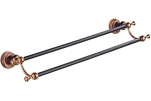 Wall Mounted Towel Rack Double Rod, Black Antique Bar Euro Brass Holder for Bathroom, Kitchen, Home Décor-Golden(Rose Gold)