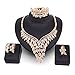 EVERRICH Crystals Bridal Flower Circle Tear Drop Rose Gold Plated Earring Necklace Wedding Engagement Jewelry Sets,4 Pairs